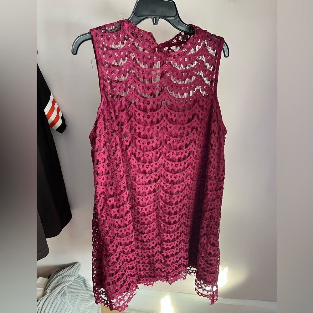 Burgundy Lace Sleeveless Dress